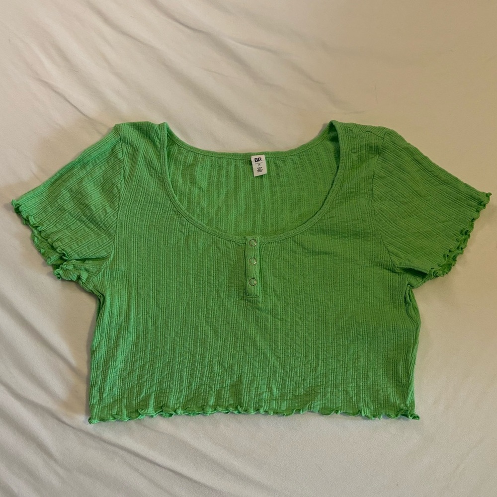 BP Green Ribbed Crop Top - Picture 3 of 4